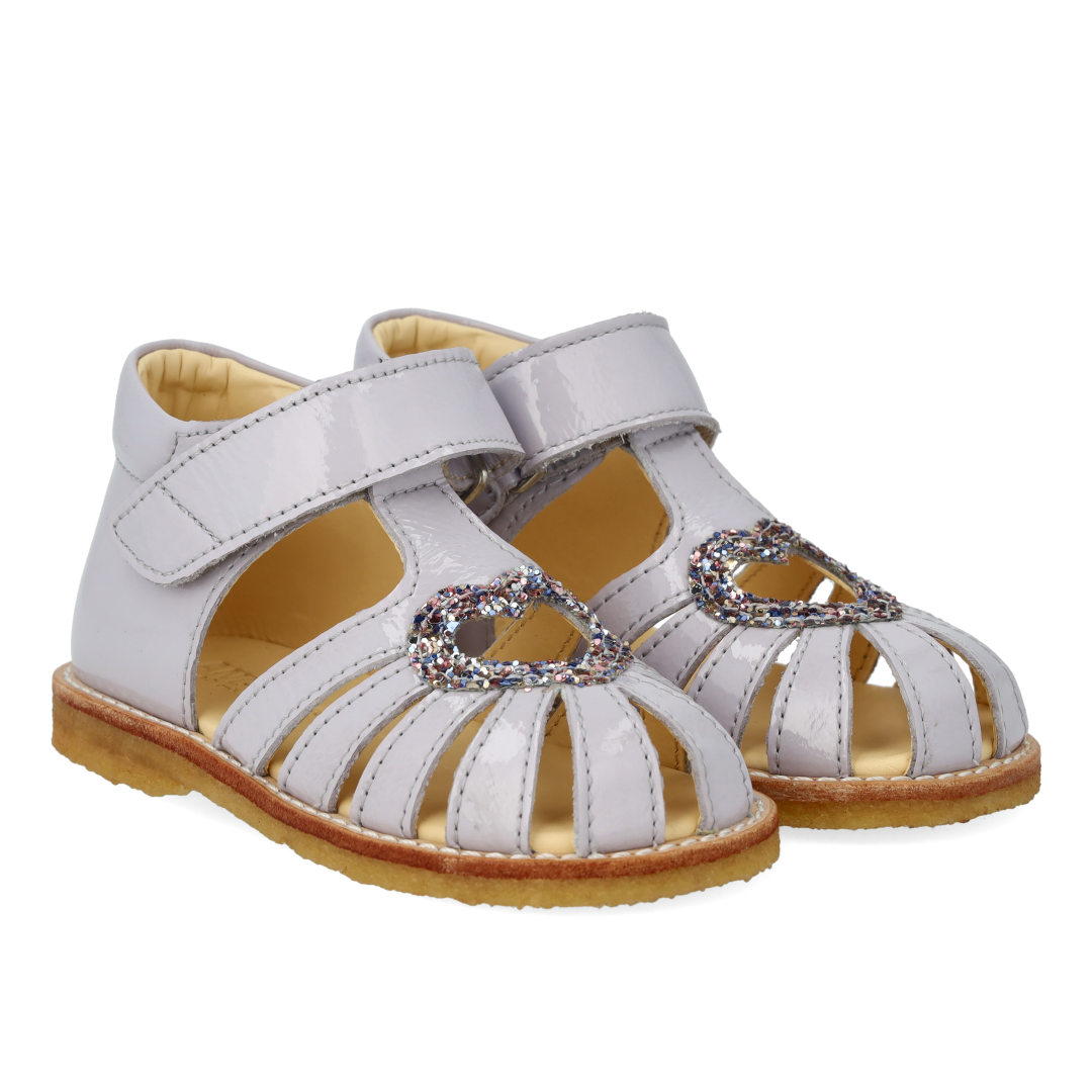 Heart sandal with glitter and Velcro closure