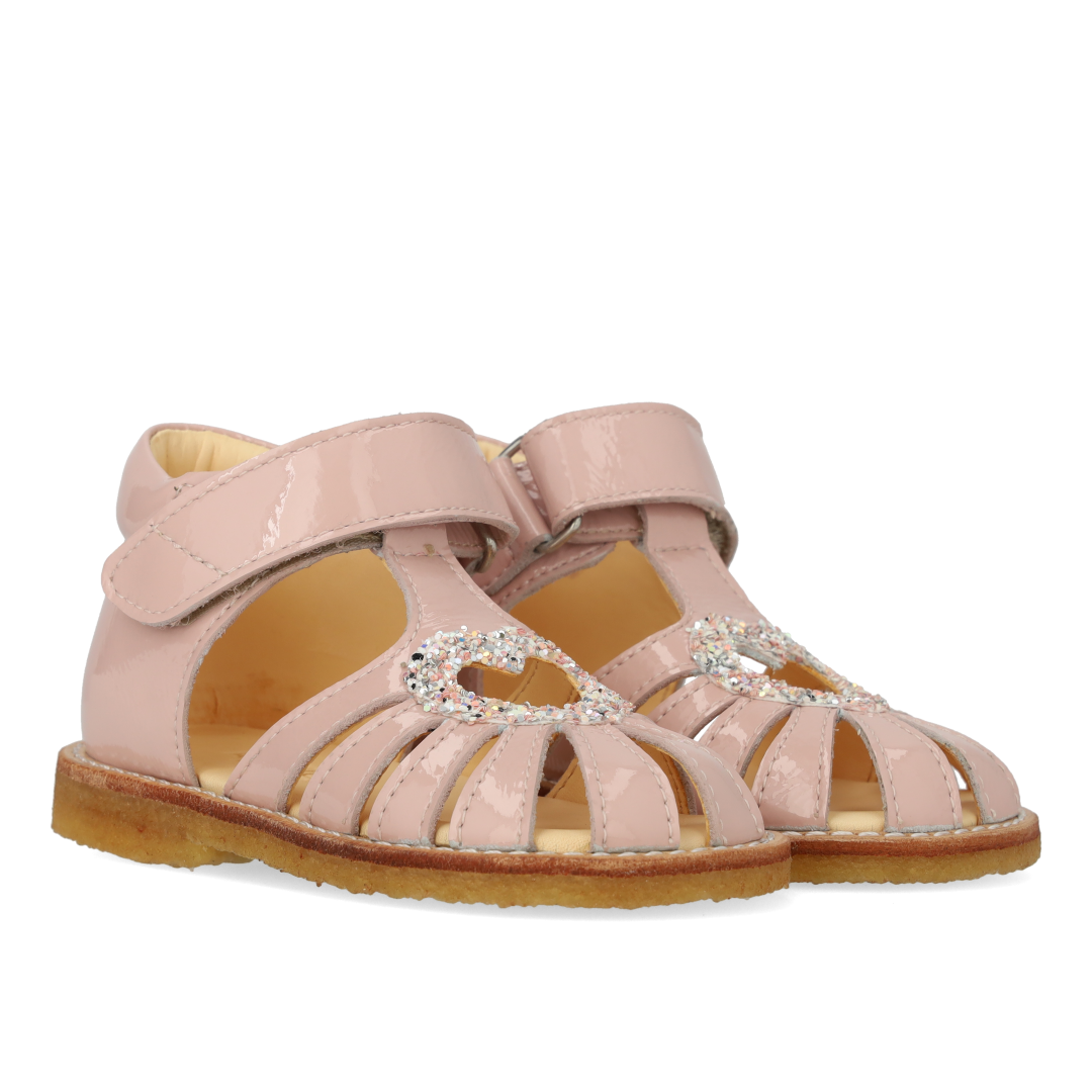 Heart sandal with glitter and Velcro closure