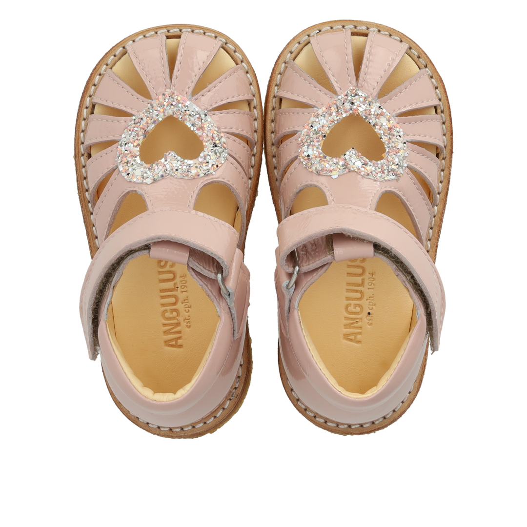 Heart sandal with glitter and Velcro closure
