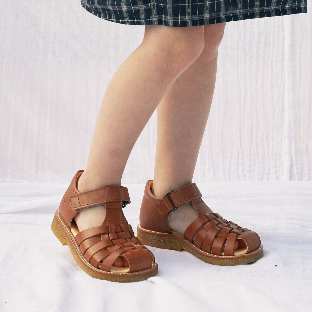 Braided sandal with adjustable Velcro closure