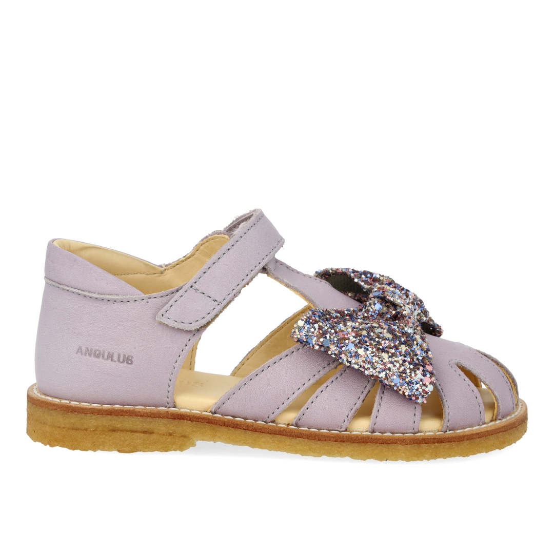 Sandal with glitter bow and Velcro closure
