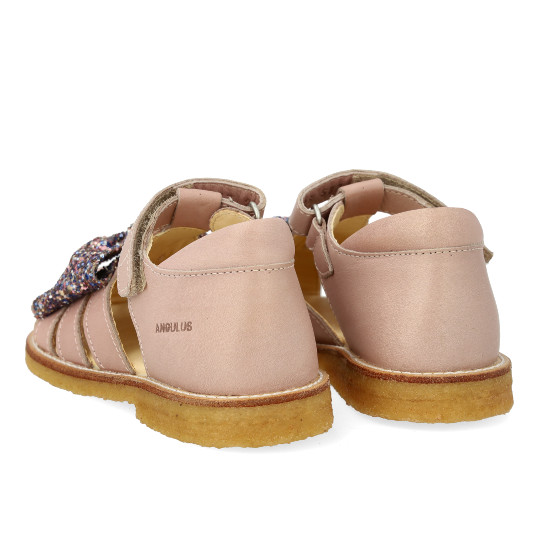 Sandal with glitter bow and Velcro closure