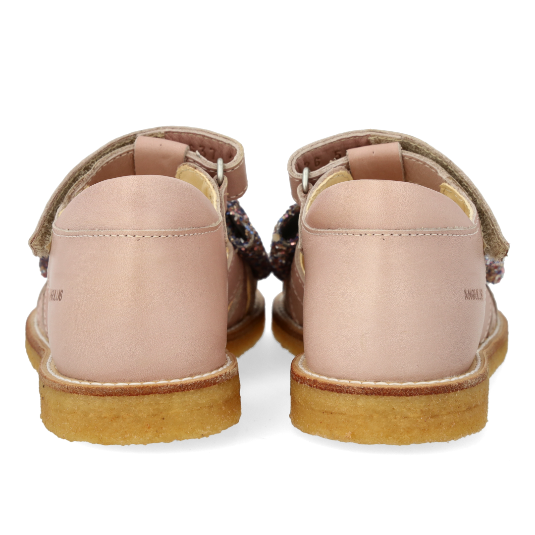 Sandal with glitter bow and Velcro closure