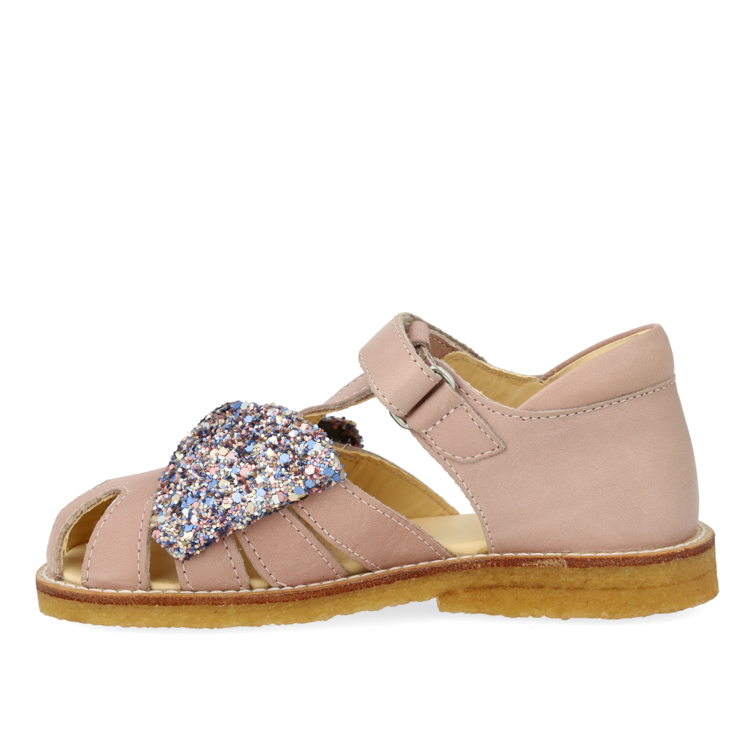 Sandal with glitter bow and Velcro closure