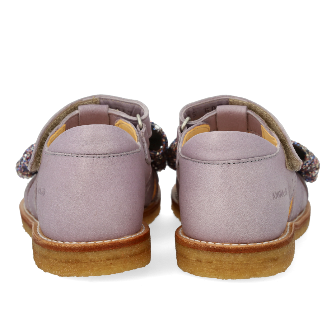 Toddler sandal with glitter bow and Velcro closure