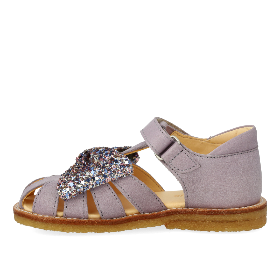 Toddler sandal with glitter bow and Velcro closure