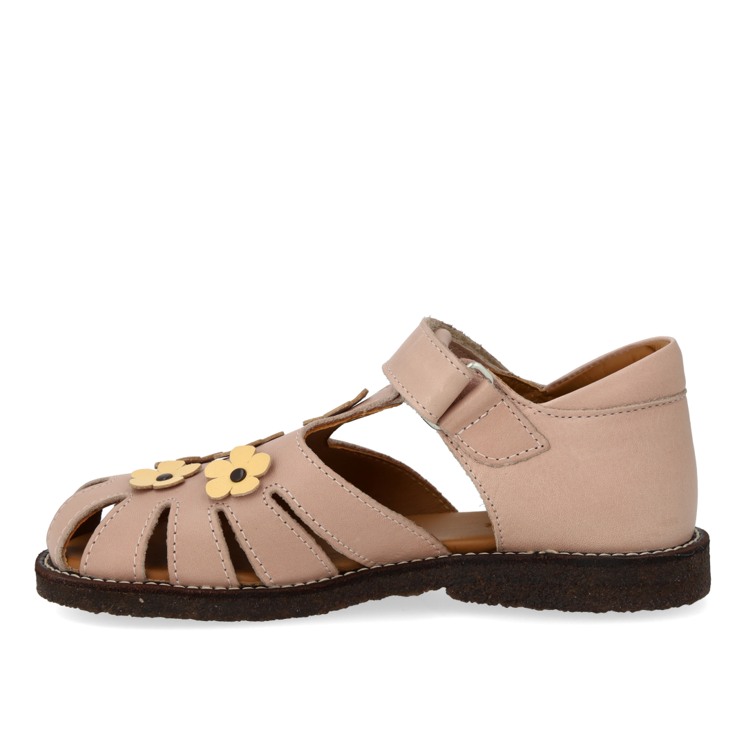 Sandal with flower appliqués