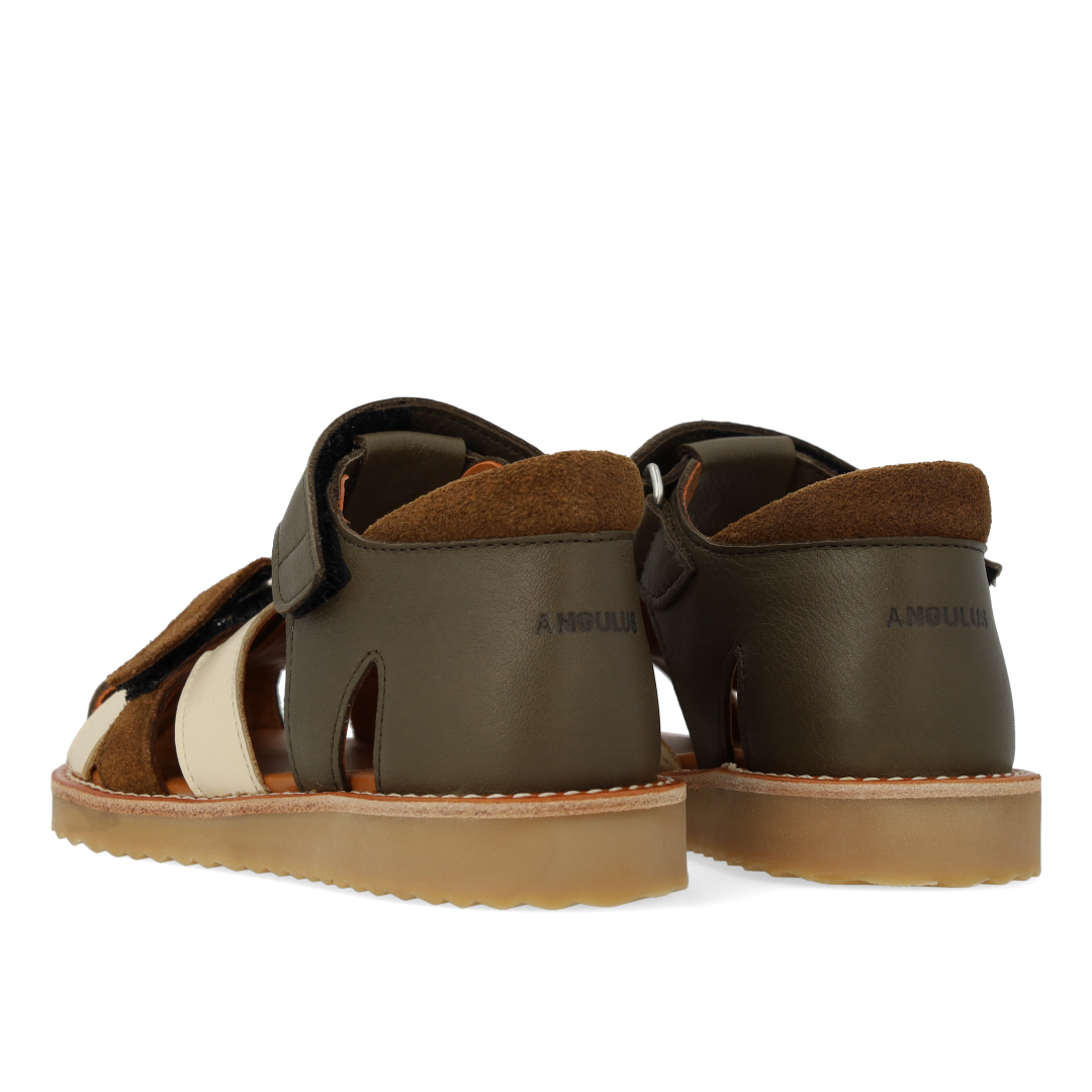 Colour block leather sandal