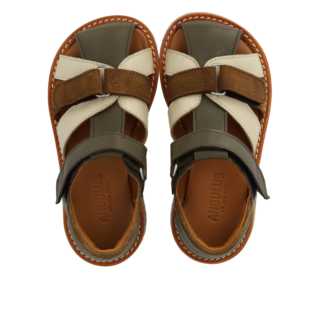 Colour block leather sandal