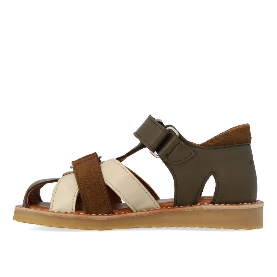 Colour block leather sandal