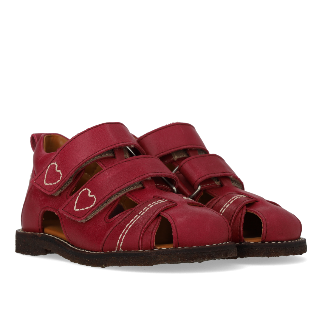 Toddler sandal with contrasting heart embroidery