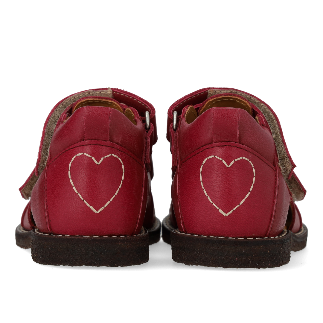 Toddler sandal with contrasting heart embroidery