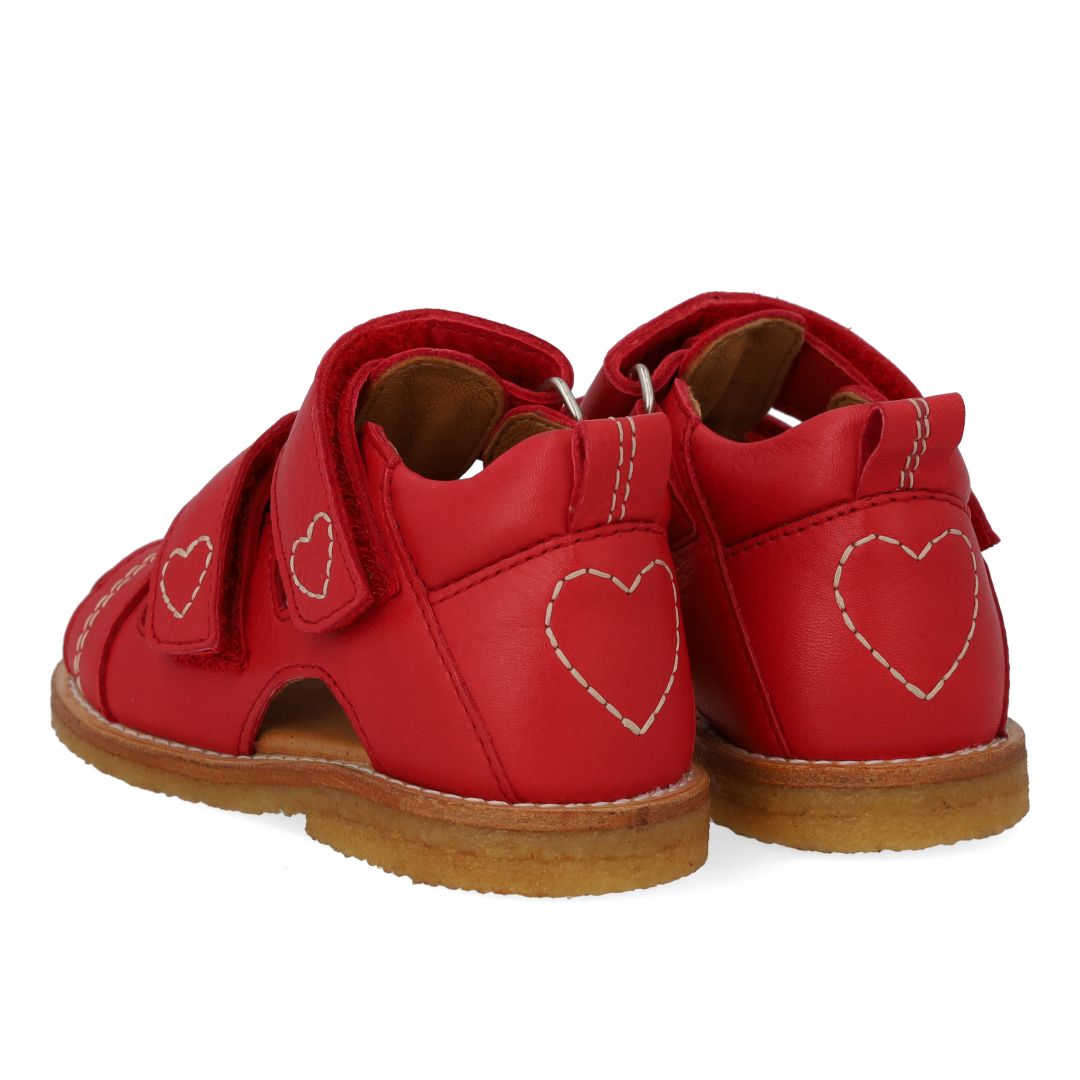 Toddler sandal with contrasting heart embroidery