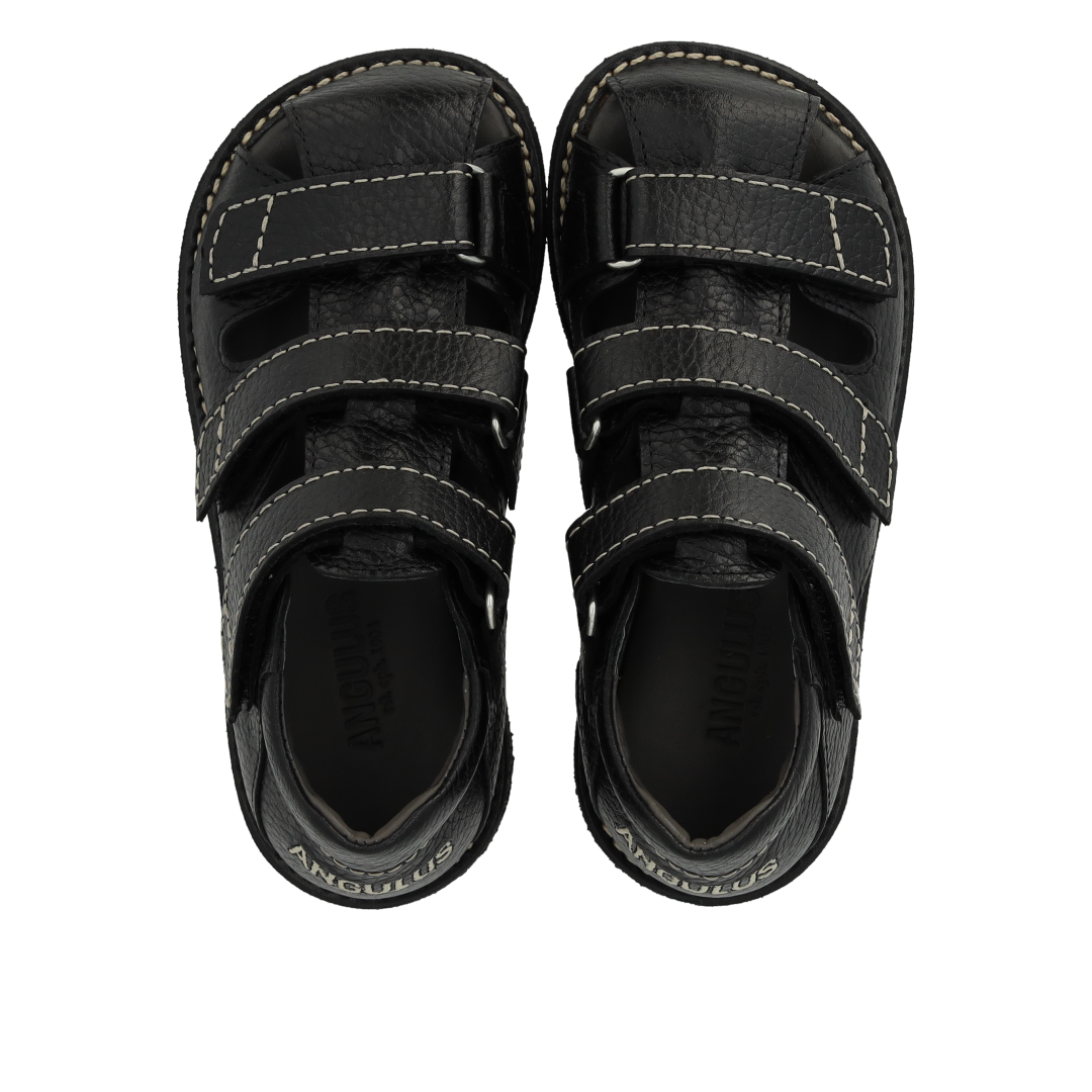 Sandal with stitch detailing and triple velcro fastening