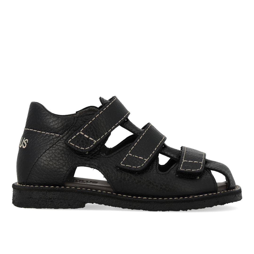 Sandal with stitch detailing and triple velcro fastening