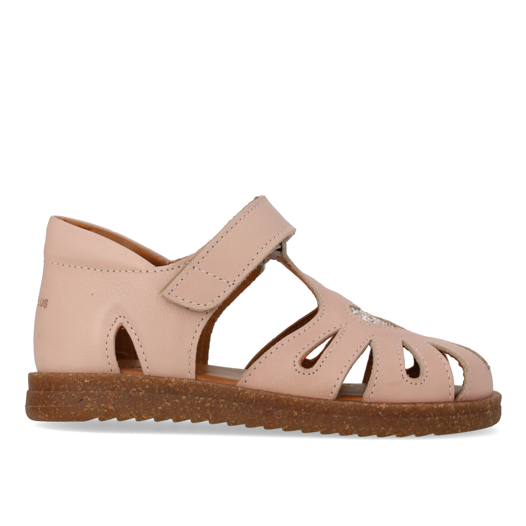 Leather heart sandal with sparkling glitter heart