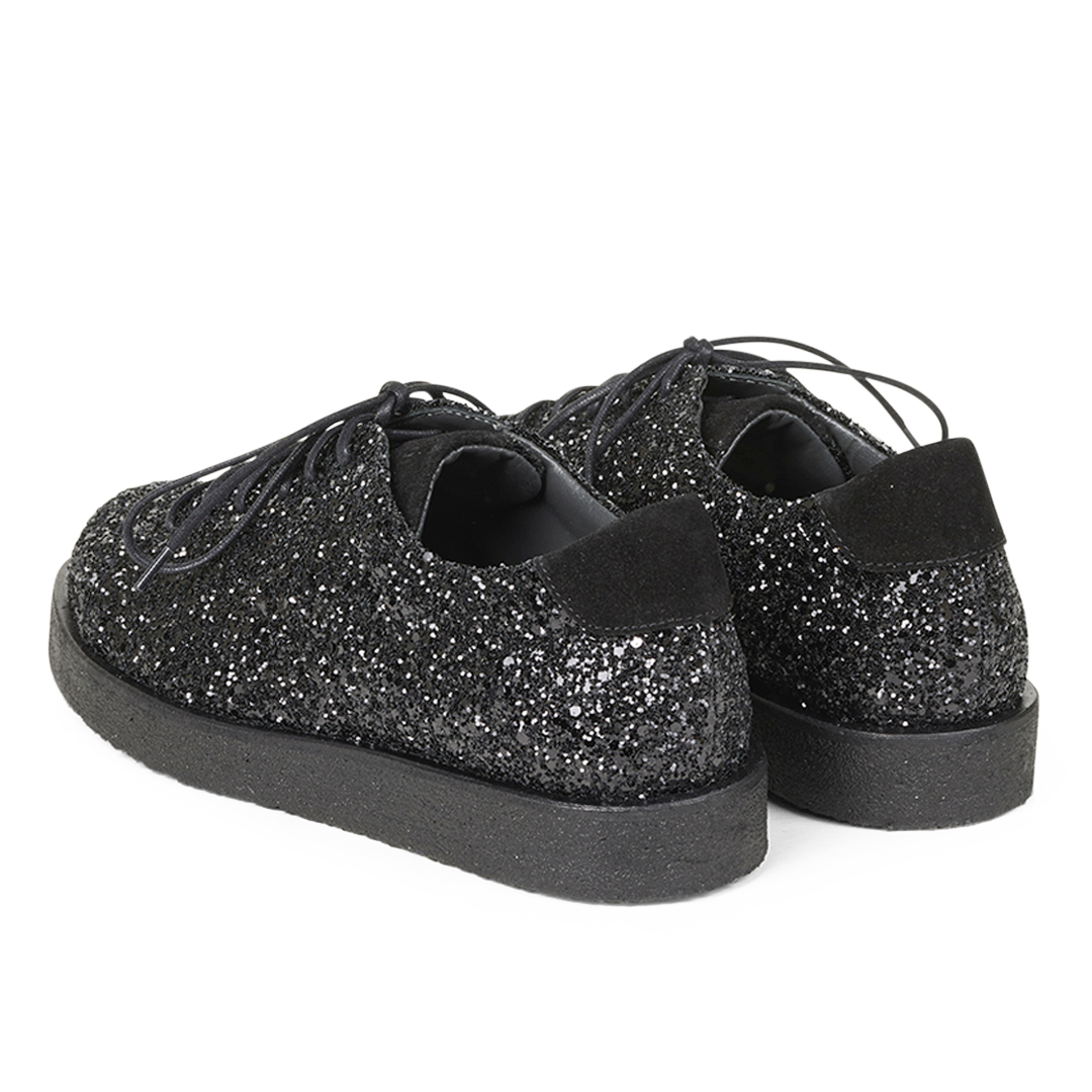 Glitter sneaker with platform sole
