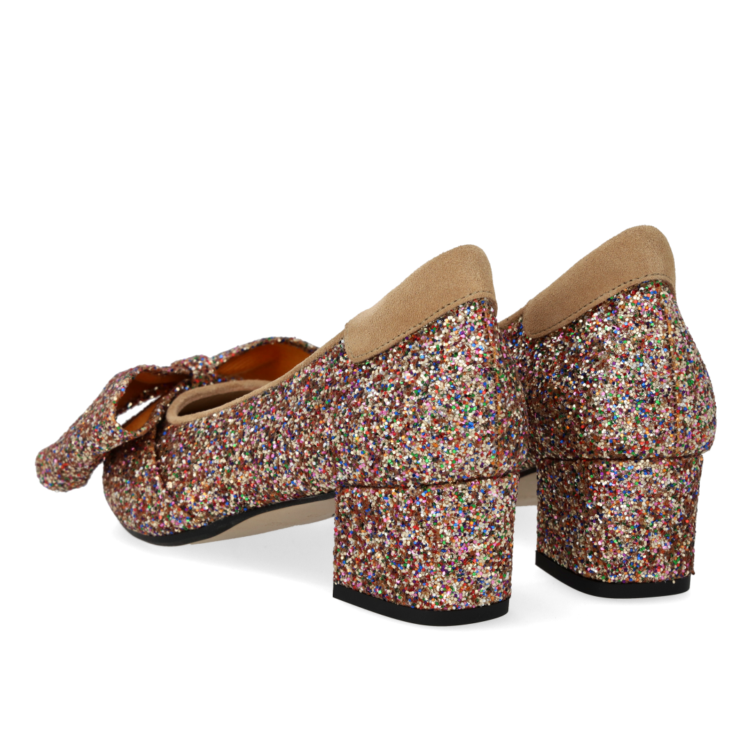 Bow pump in sparkling glitter