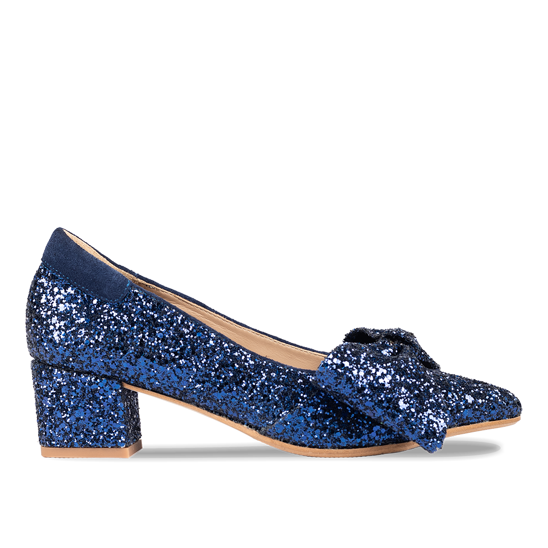 Bow pump in sparkling glitter