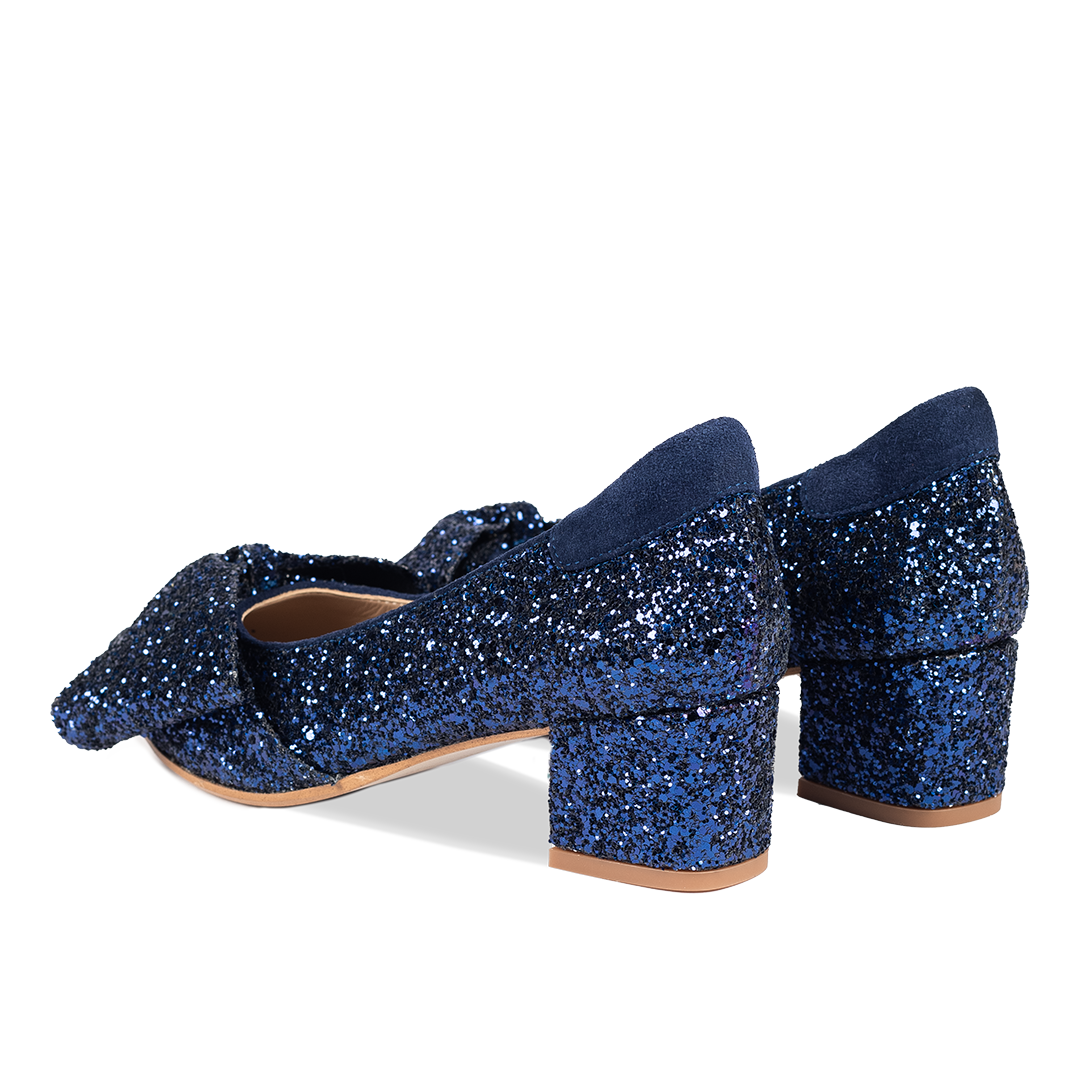 Bow pump in sparkling glitter
