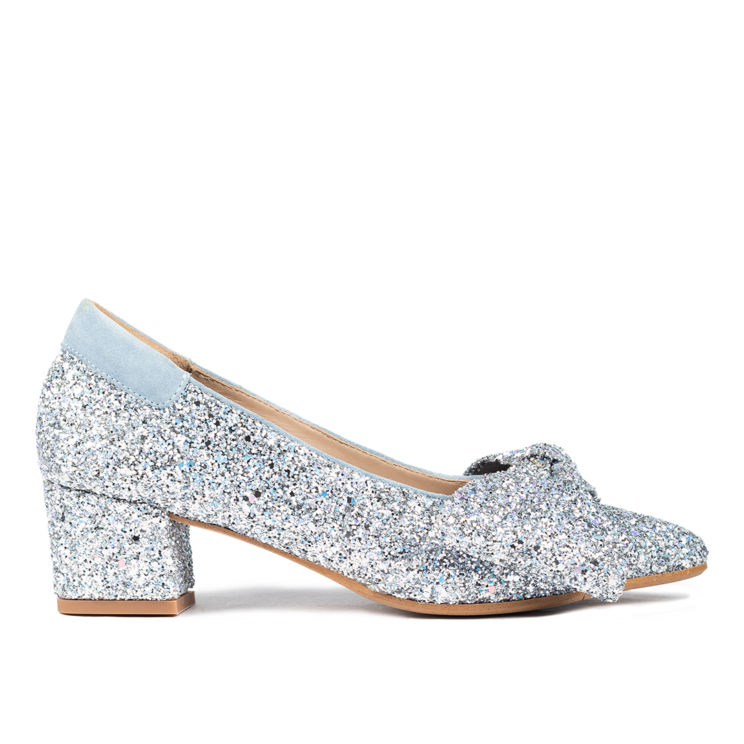 Bow pump in sparkling glitter