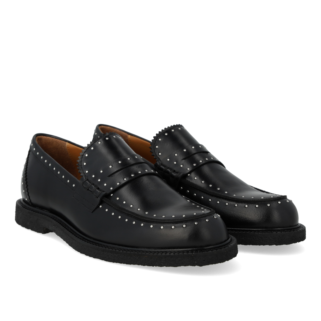 Classic penny loafer with decorative silver studs