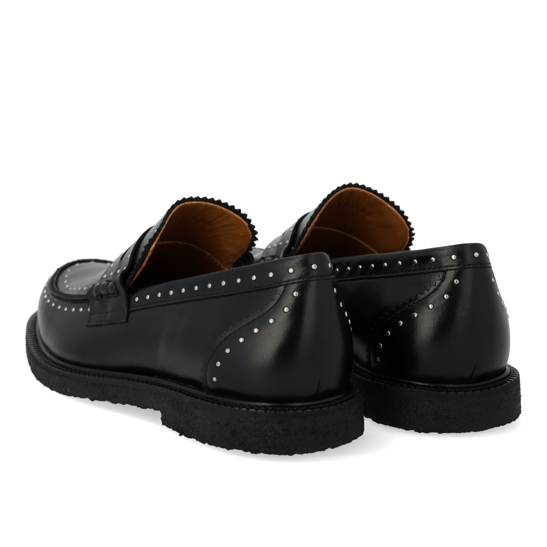 Classic penny loafer with decorative silver studs