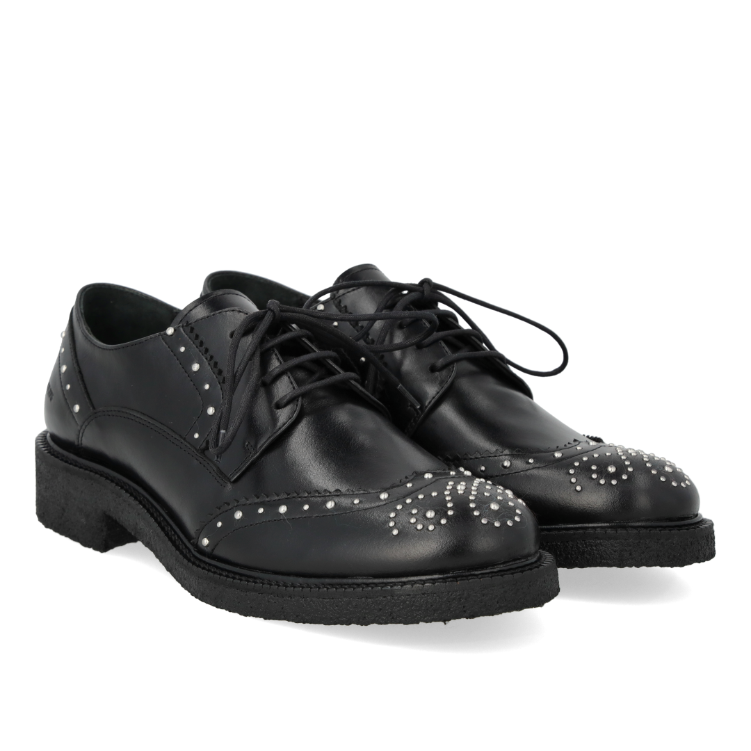 Chunky lace-up leather shoes with decorative studs