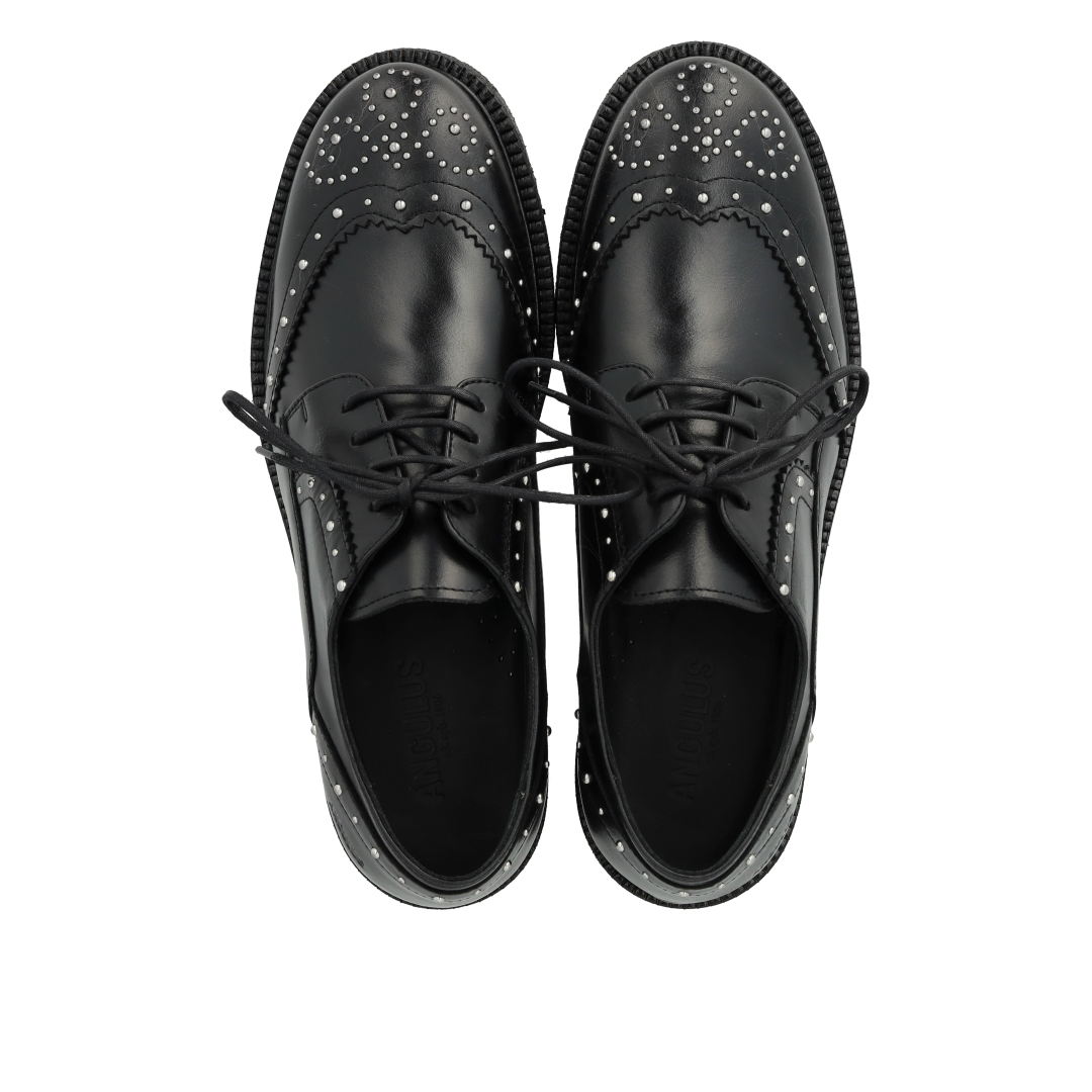 Chunky lace-up leather shoes with decorative studs