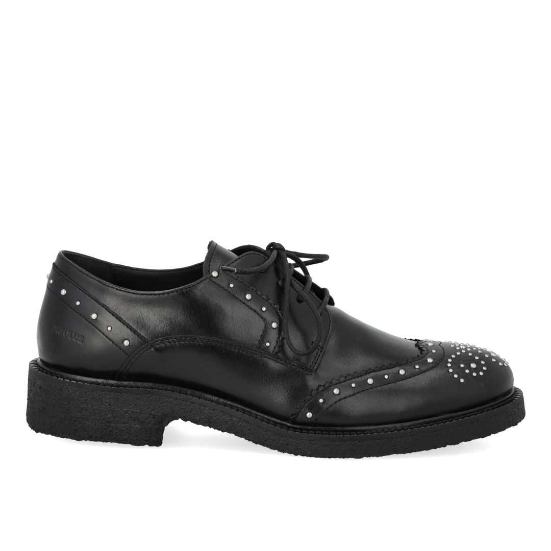 Chunky lace-up leather shoes with decorative studs