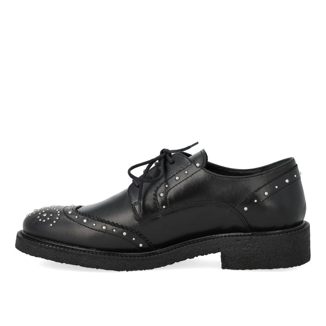 Chunky lace-up leather shoes with decorative studs