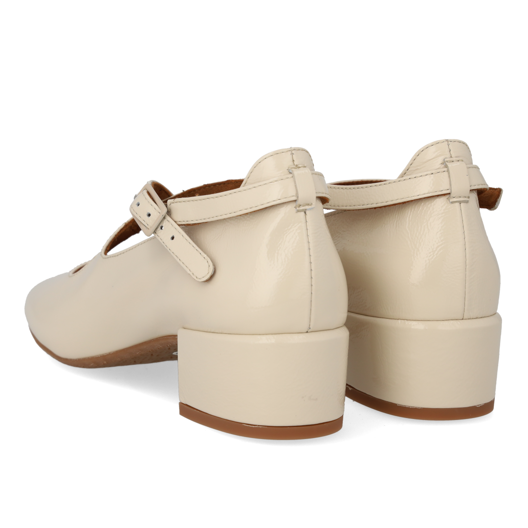 High-heeled Mary Jane ballerina with cross-strap detail