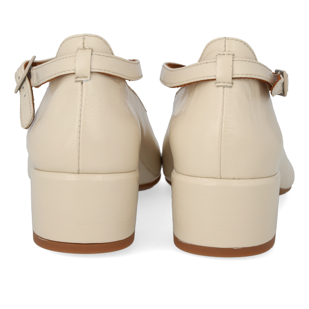 High-heeled Mary Jane ballerina with cross-strap detail