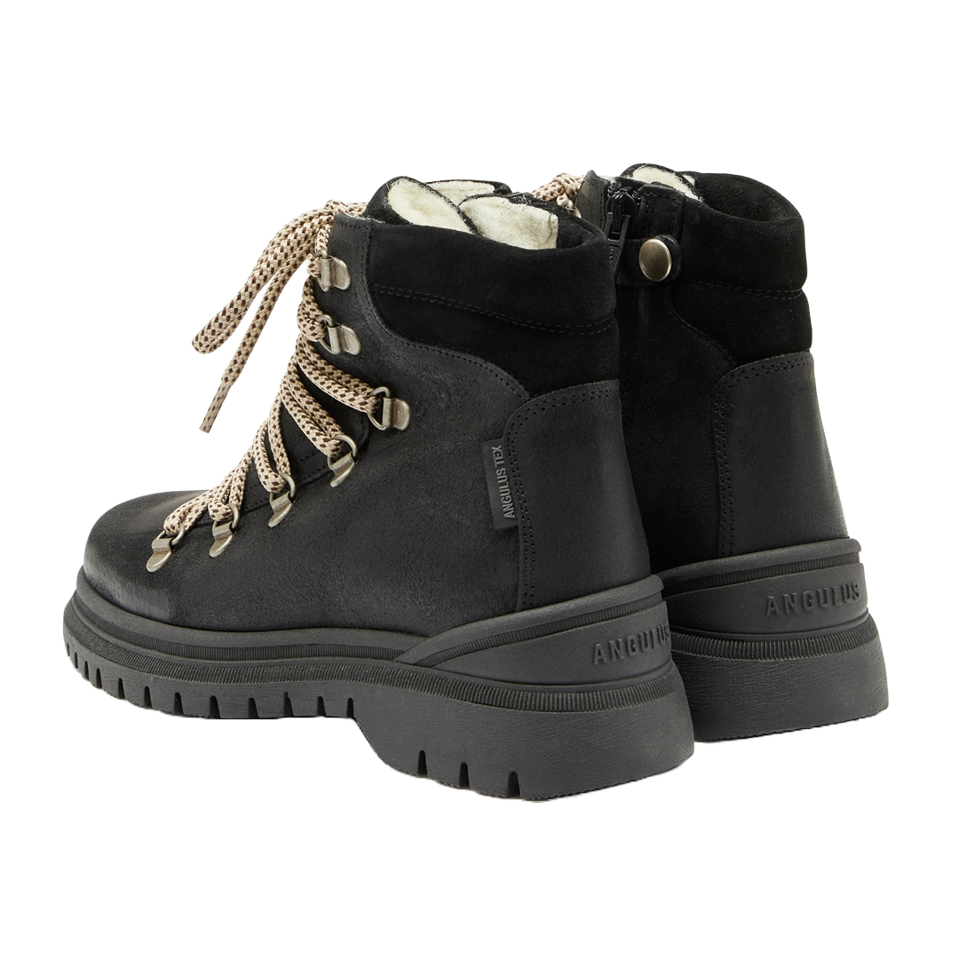 TEX-Lace-up boot with zipper and wool lining