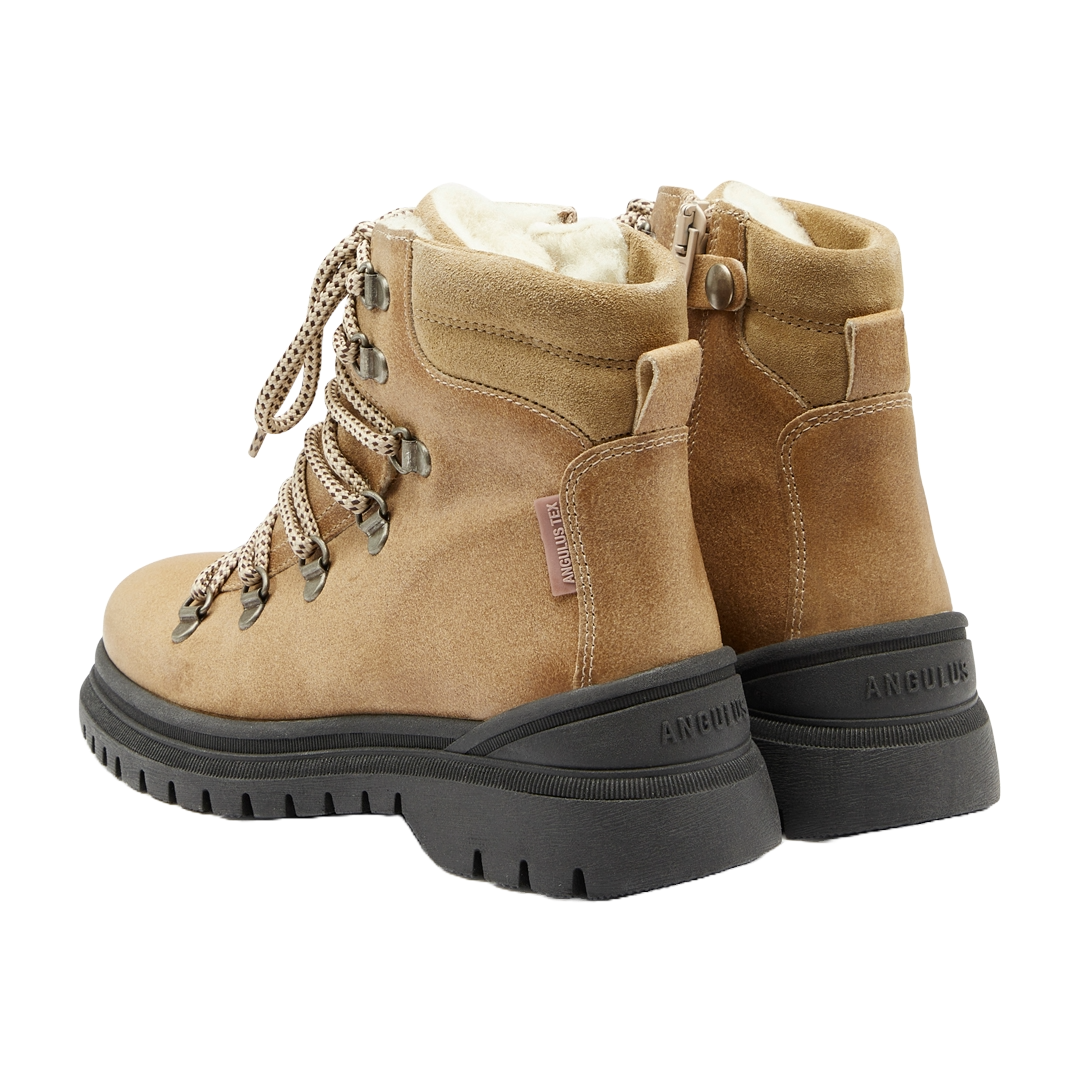 TEX-Lace-up boot with zipper and wool lining