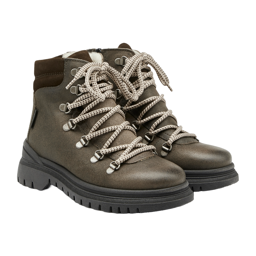 TEX-Lace-up boot with zipper and wool lining