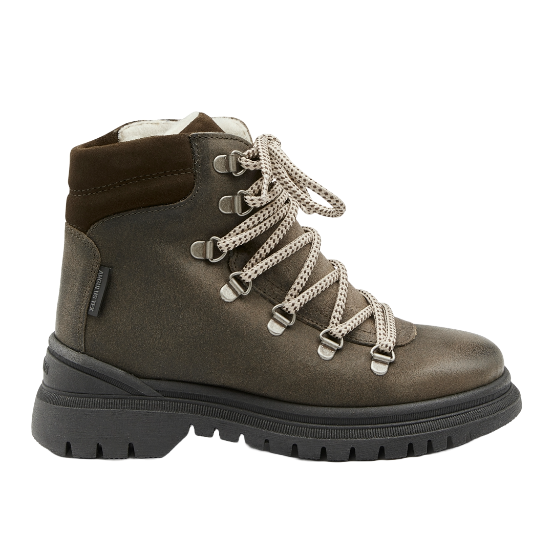 TEX-Lace-up boot with zipper and wool lining
