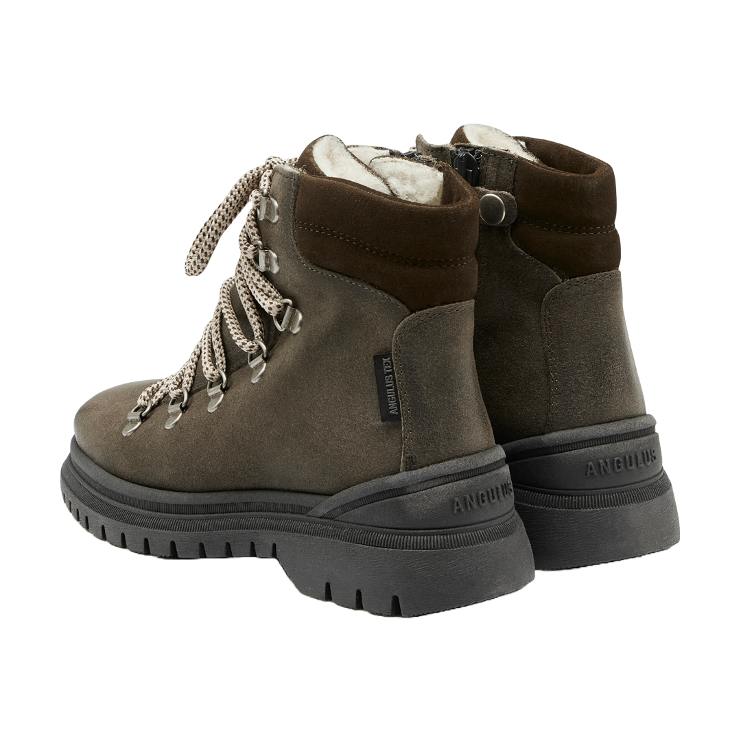 TEX-Lace-up boot with zipper and wool lining