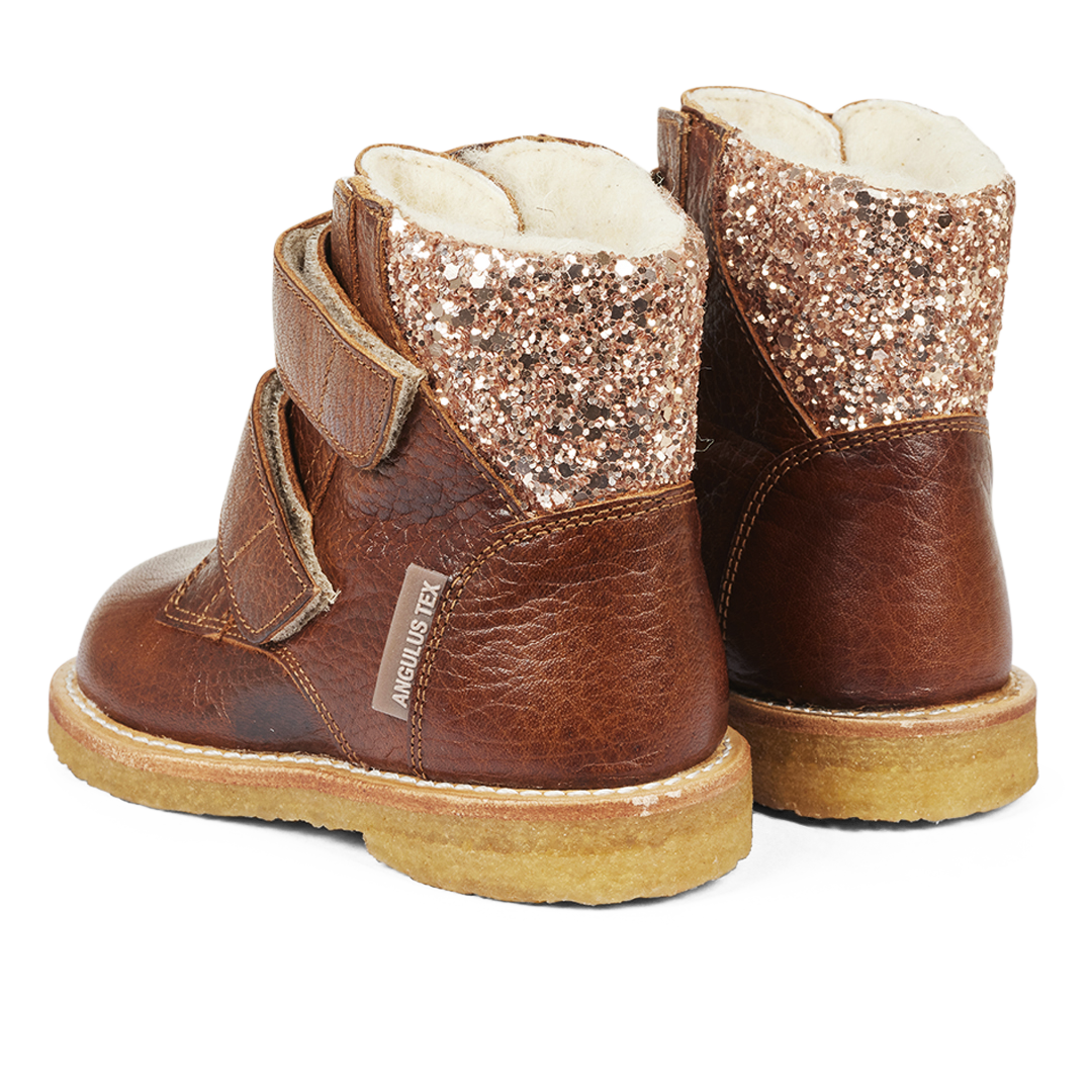 TEX boot with glitter and hook-and-loop closure