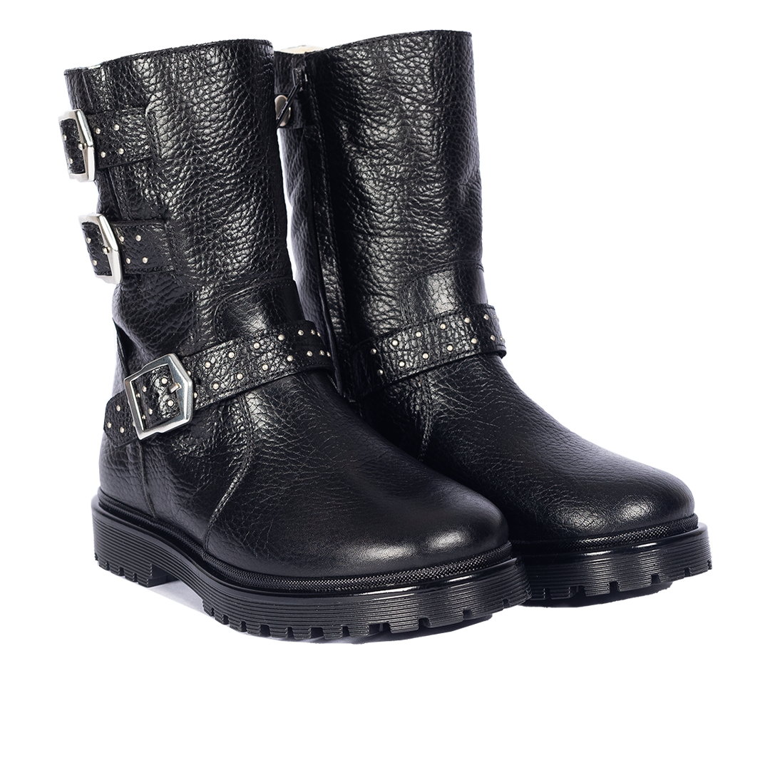 TEX-Boot with studs, buckles and a zipper