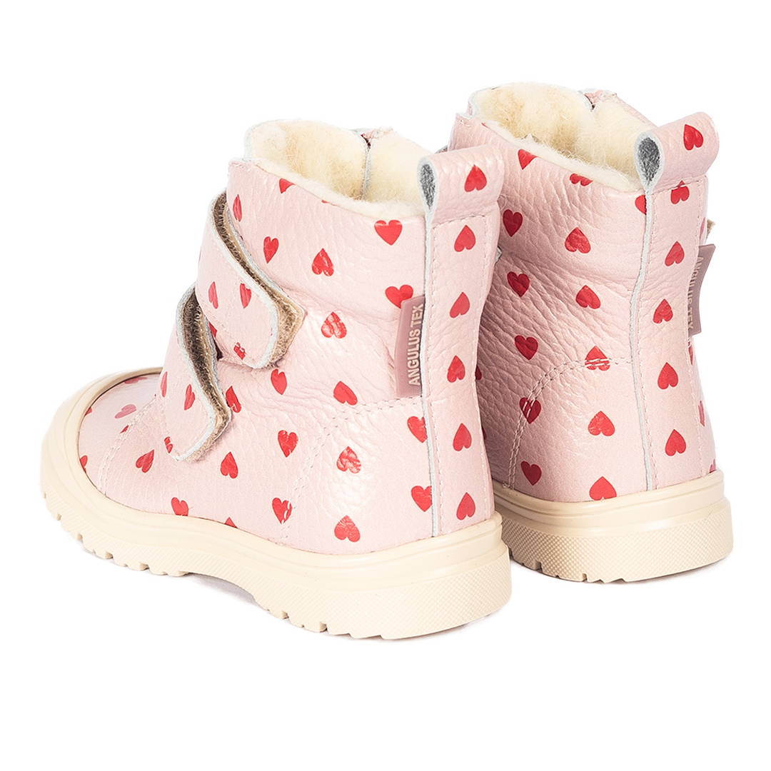TEX-leather boot with Merino wool lining and heart print