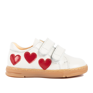Sneaker with heart applications and velcro closure