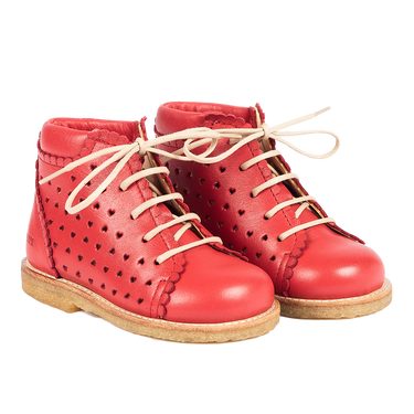 Lace-up shoe with perforated hearts