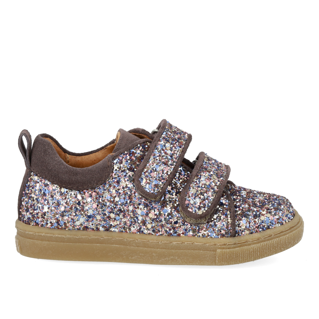 Sparkling glitter sneaker with suede trim