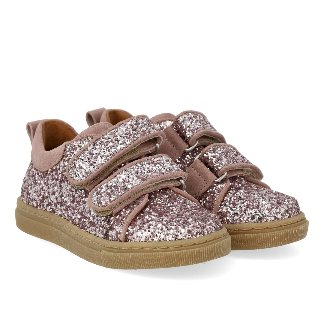 Sparkling glitter sneaker with suede trim