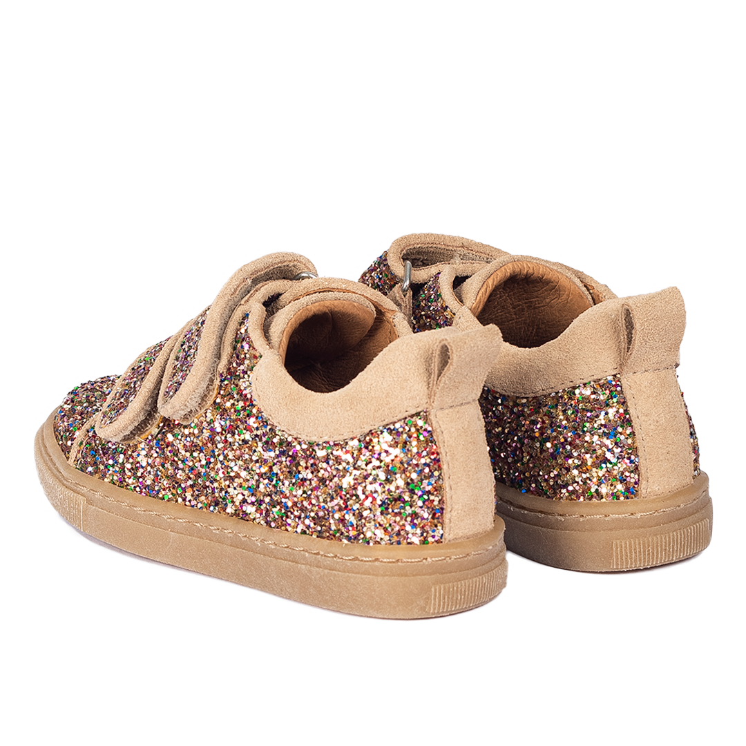 Sparkling glitter sneaker with suede trim