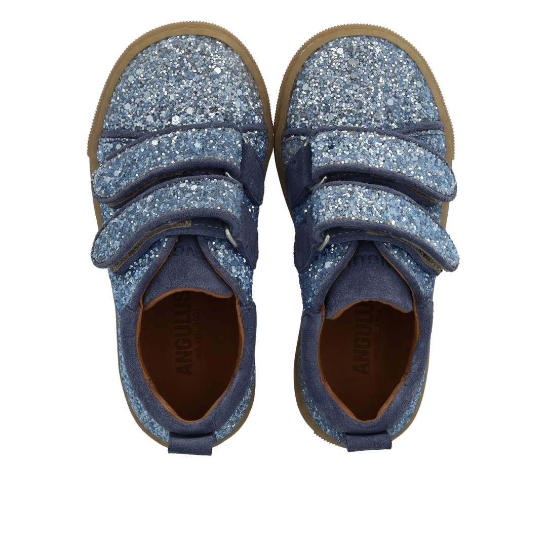 Sparkling glitter sneaker with suede trim