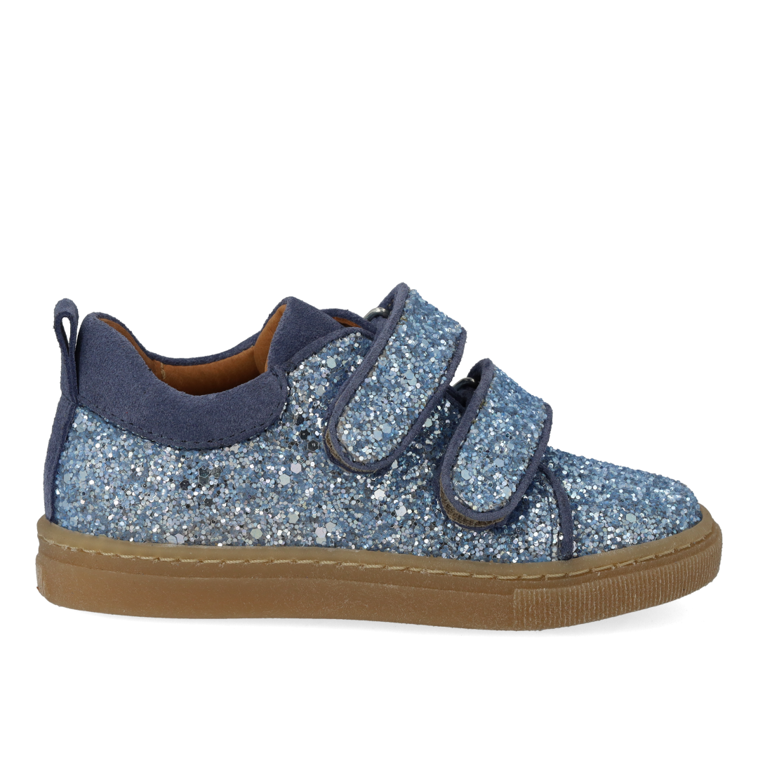 Sparkling glitter sneaker with suede trim