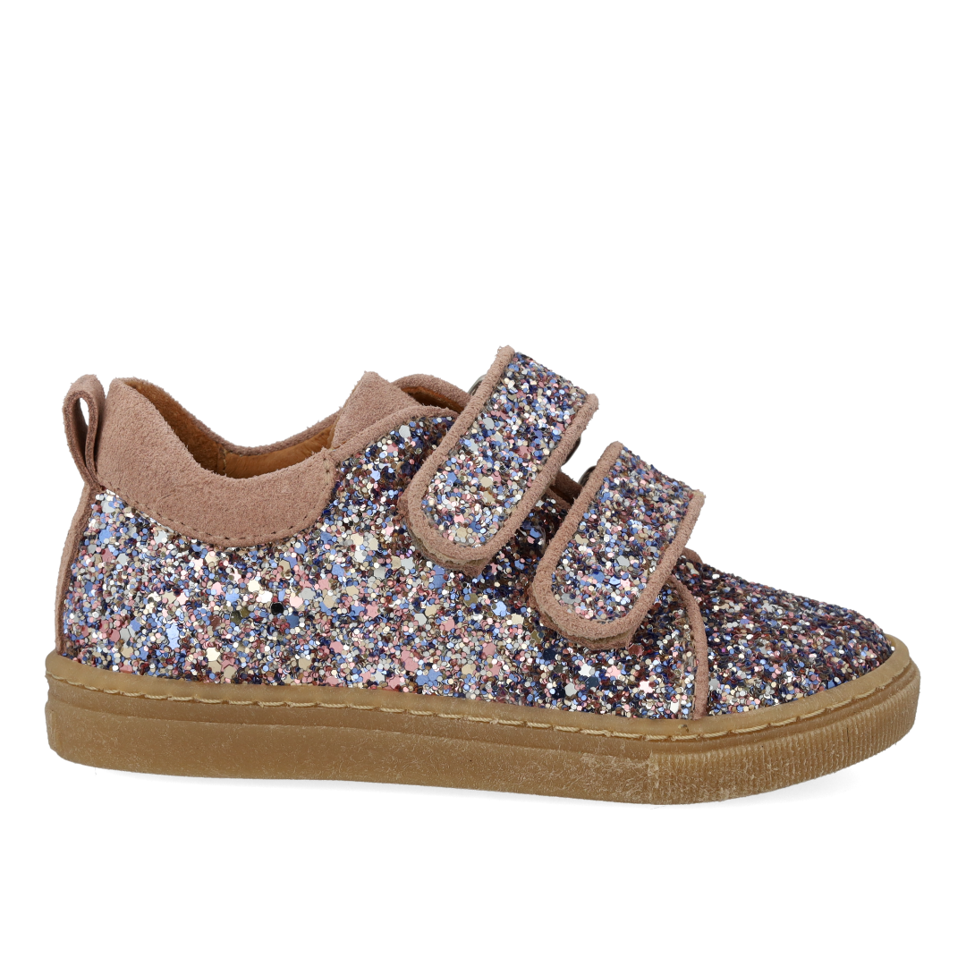 Sparkling glitter sneaker with suede trim