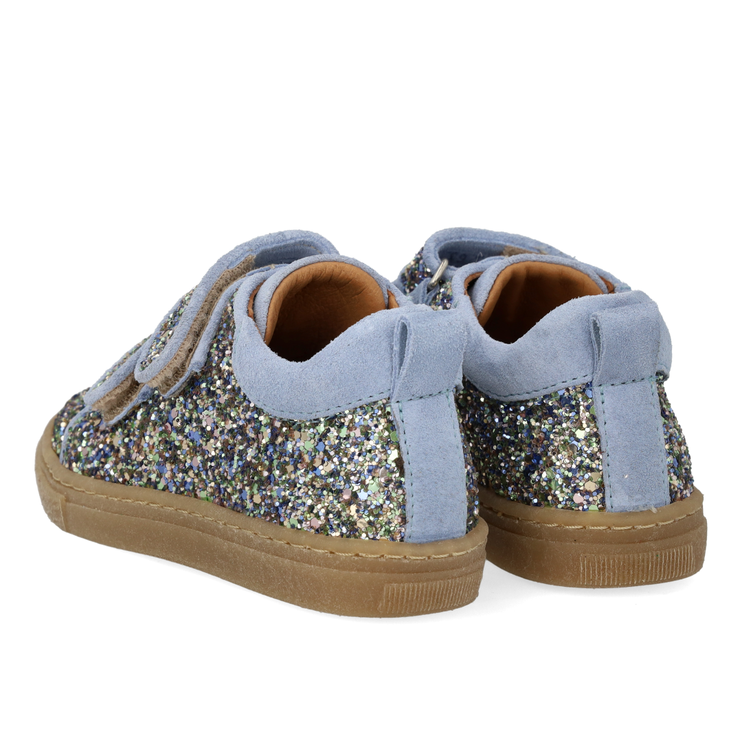 Sparkling glitter sneaker with suede trim